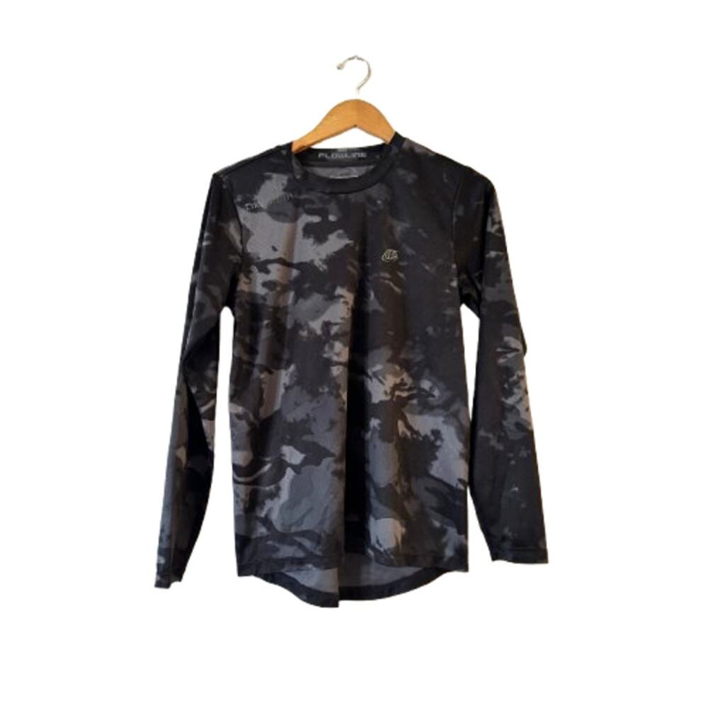Troy Lee Designs Men's Flowline Jersey Top S Black Camouflage Crew Long‎ Sleeve